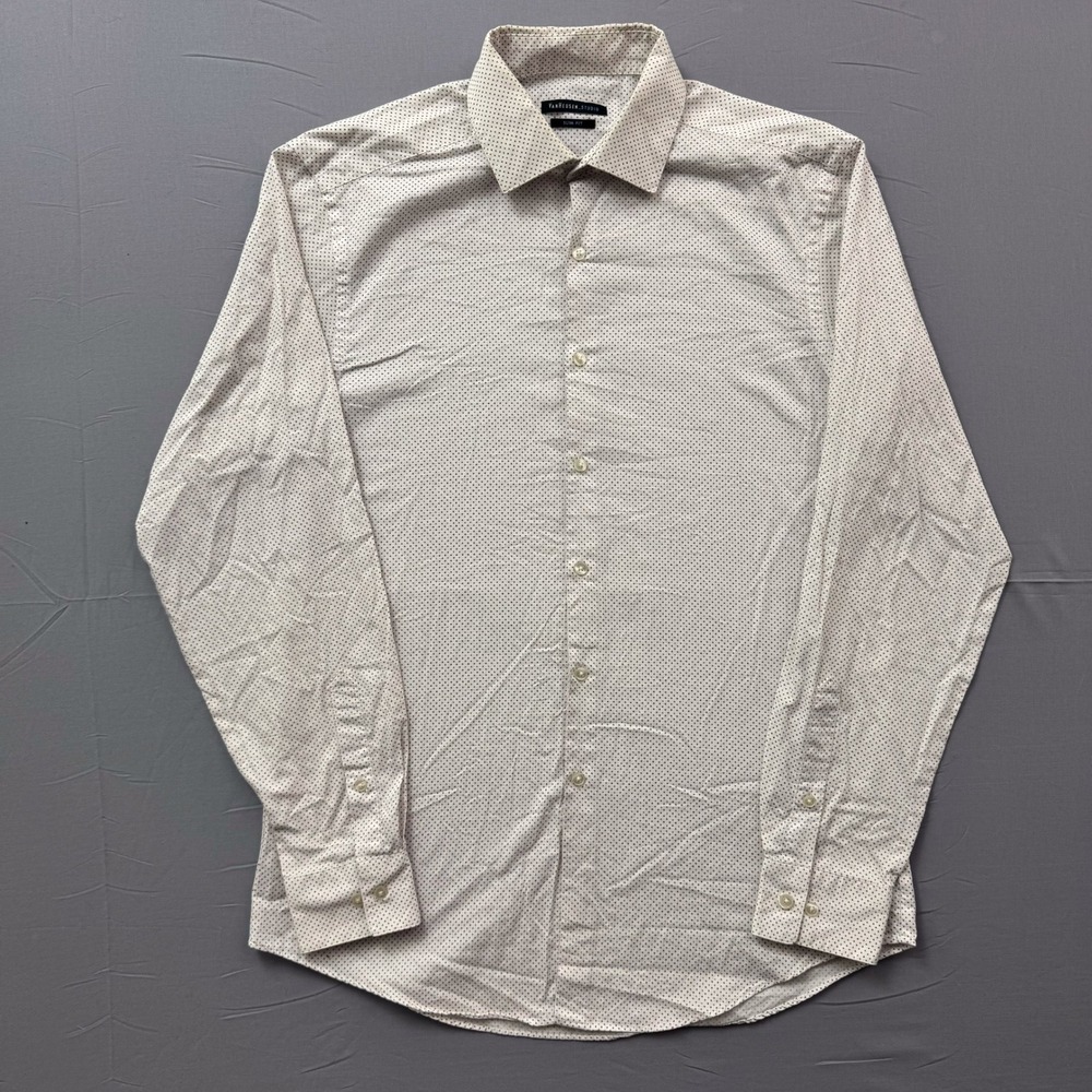 Van Heusen Studio Mens Slim Fit Button Down Shirt White Geometric Cross 15 34/35